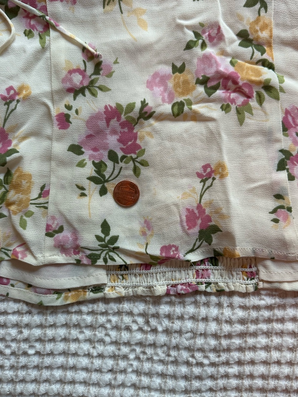 Reformation Cream Floral Tie-Shoulder Top - Picture 4 of 4